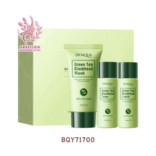 BQY71700 - SET DE 3 PASOS PARA ELIMINAR PUNTOS NEGROS, CON EXTRACTO DE TÉ VERDE, BIOAQUA, Cont. 1 juego.