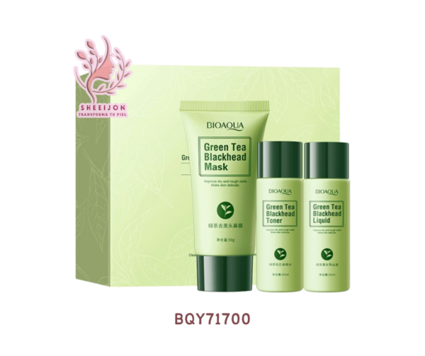 BQY71700 - SET DE 3 PASOS PARA ELIMINAR PUNTOS NEGROS, CON EXTRACTO DE TÉ VERDE, BIOAQUA, Cont. 1 juego.