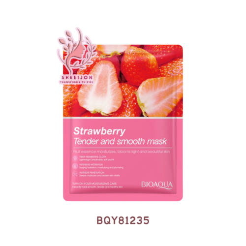 BQY81235 - MASCARILLA FACIAL DE TELA, CON EXTRACTO DE FRESAS, BIOAQUA, Cont. 25gr.