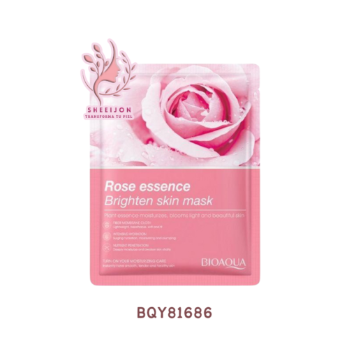 BQY81686 - MASCARILLA FACIAL DE TELA, ILUMINADORA CON ESENCIA DE ROSAS, BIOAQUA, Cont. 25gr.