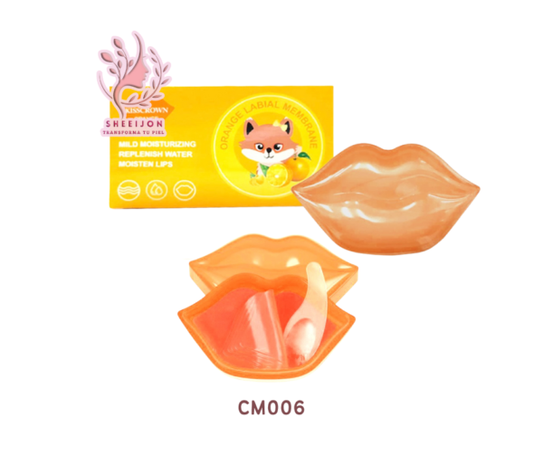 CM006 - PARCHE LABIAL DE HIDROGEL CON EXTRACTO DE NARANJA Y COLÁGENO, KISSCROWN, Cont. 20pz.