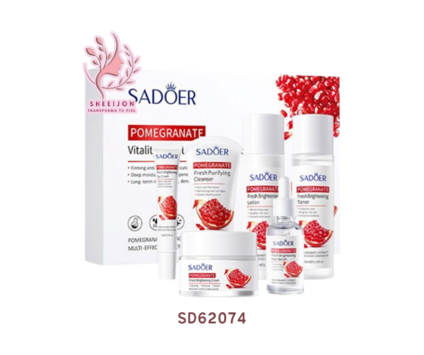 SD62074 - KIT FACIAL DE CUIDADO DE LA PIEL, CON EXTRACTO DE GRANADA, (REAFIRMANTE, ANTI EDAD), SADOER, Cont. 6pz.