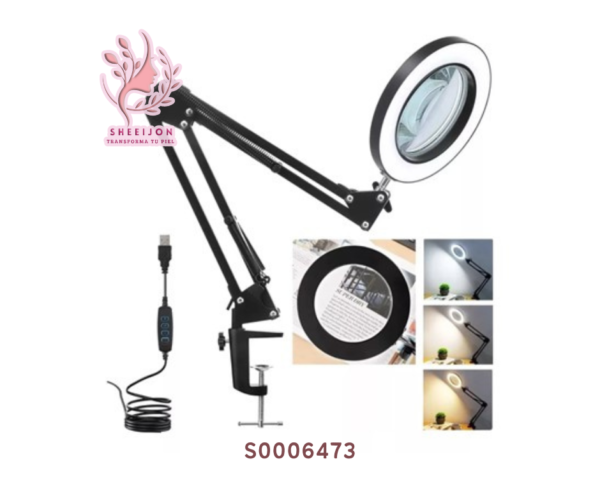 S0006473 - LÁMPARA LED DE ESCRITORIO CON LUPA DE 8X CON BRAZO PEDESTAL